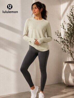 LULULEMON Cashmere blend Scoop hemline crewneck lightweight sweater Sz 6